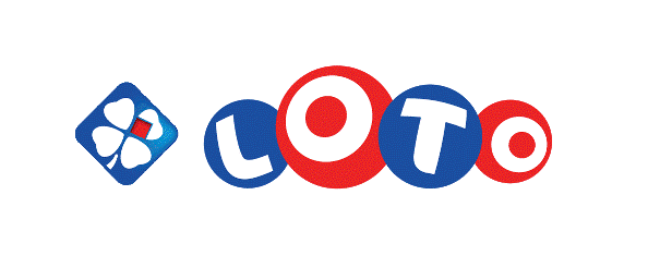 Logo du Loto avec les lettres "L", "O", "T", "O" dans des cercles bleus et rouges. À gauche, le logo représentant un trèfle blanc à trois feuilles avec un carré rouge au centre sur un fond bleu.